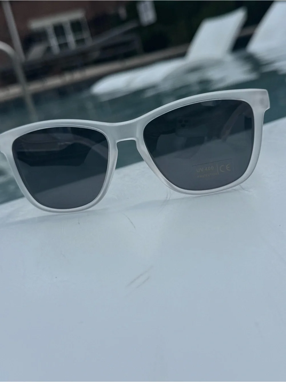 Men's Frosted Light Gray Sunglasses with Dark Lenses